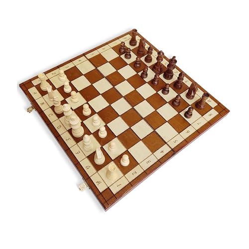 Schachfiguren Handgefertigtes Schachspiel, Reiseschachbrett-Set, große Internationale Schachfiguren mit Holzschachbrett for Geschenkkinder Backgammon von BybAgs