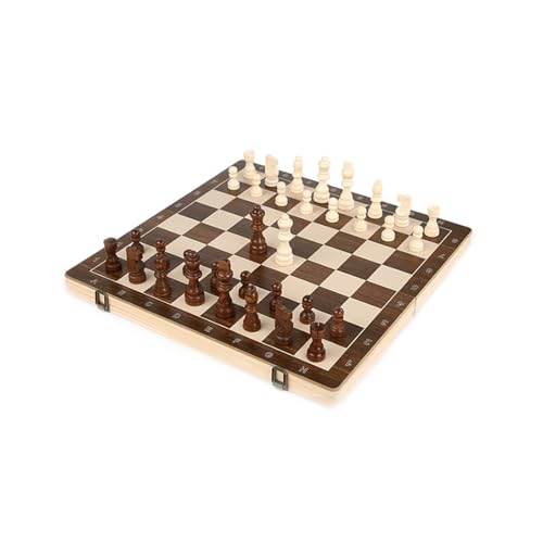 Schachfiguren Holz-Klappschachbrett, Turnier-Schachbrettspiel und Einzelspieler-Schachmatte for Erwachsene, Kinder, Anfänger-Turnier Backgammon(A) von BybAgs