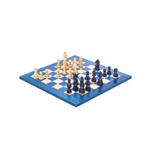 Schachfiguren Holzschachspiel und einzigartige Schachspiele mit gewichteten Schachfiguren for Turnierbüro, Schule während Reisepicknick Backgammon(Blue) von BybAgs