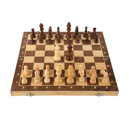 Schachfiguren Klassisches Schachbrett-Set, Mini-Klappschach-Brettspiel und internationales Standard-Wettbewerbsspiel for Erwachsene, Kinder, Reisen Backgammon(Size:L) von BybAgs