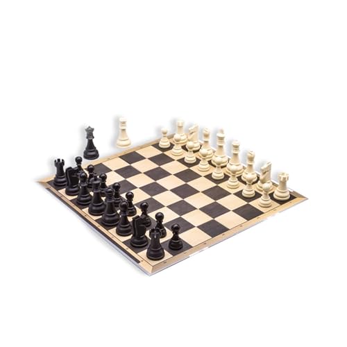Schachfiguren Klassisches Schachbrett-Set, klappbares Schachbrettspiel aus Holz und internationales Standard-Wettbewerbsspiel zur Geschenkdekoration Backgammon von BybAgs