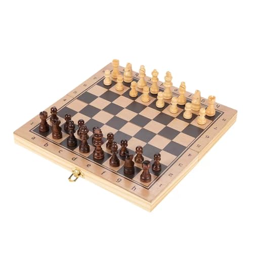 Schachfiguren Komplettes Schachbrett-Set, klappbares Schachbrett aus Holz und langlebiges Schachspiel for Kinder und Erwachsene, Reise- und Aktivitätsgeschenk Backgammon(Size:L) von BybAgs