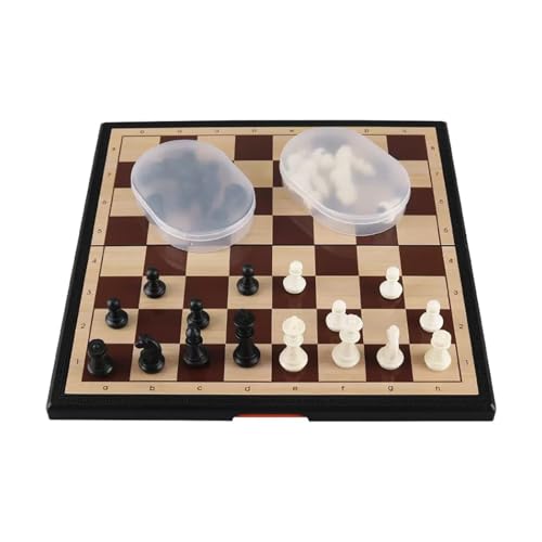 Schachfiguren Magnetisches Schachbrett aus Holz, faltbar, handgefertigtes Schachspiel und Lernspielzeug for Kinder und Erwachsene, Reise Backgammon(L) von BybAgs