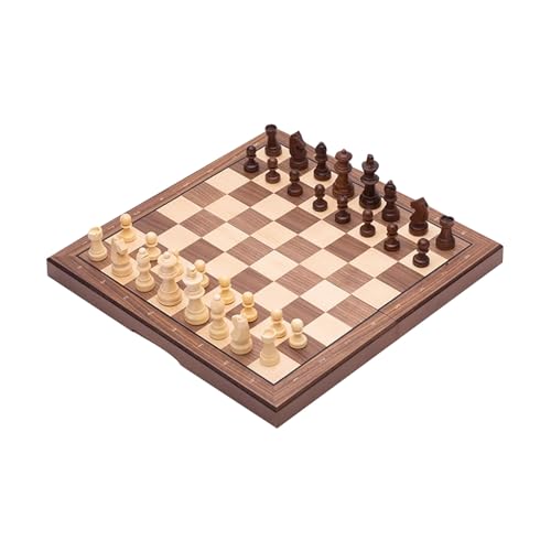 Schachfiguren Magnetisches Schachbrett aus Walnussholz, Schachspiel aus Holz und tragbares Klappschachbrett for Einführungstraining und Wettkampf Backgammon(Brown) von BybAgs