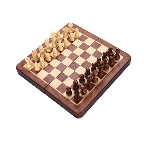 Schachfiguren Magnetisches Schachspiel aus Holz, tragbares faltbares Schachbrett und Retro-Brettspiele for Erwachsene, Kinder, Anfänger, Reisedekoration, Geschenk Backgammon von BybAgs