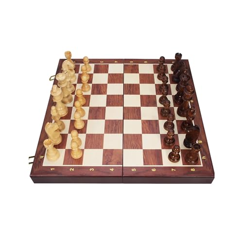 Schachfiguren Magnetisches klappbares Schachspiel, klappbares Schachbrett aus Holz und großes Schachbrettspiel, perfekt for Kinder, Anfänger, Erwachsene, Dekor Backgammon(Size:L) von BybAgs