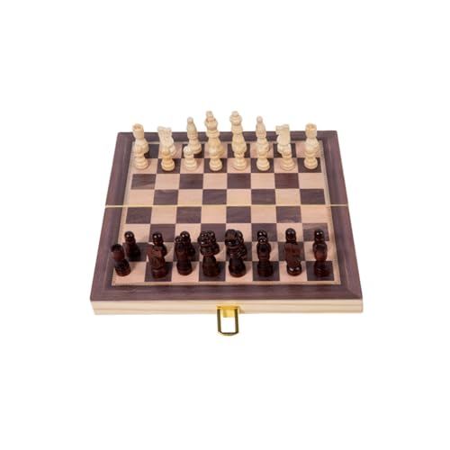 Schachfiguren Reise-Magnetschachbrett, Holzschachspiel und tragbares Klappschachbrett for Einführungstraining und Wettkampf Backgammon(Brown) von BybAgs