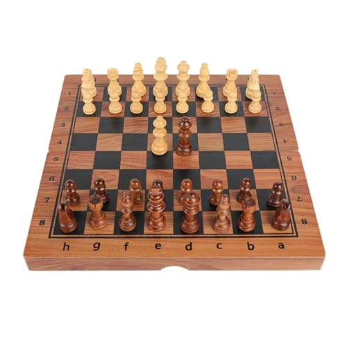 Schachfiguren Schachbrettspiel aus Holz, professionelles Turnier-Schachbrett und handgefertigtes Reise-Schachbrett-Set for Kinder und Erwachsene Backgammon von BybAgs