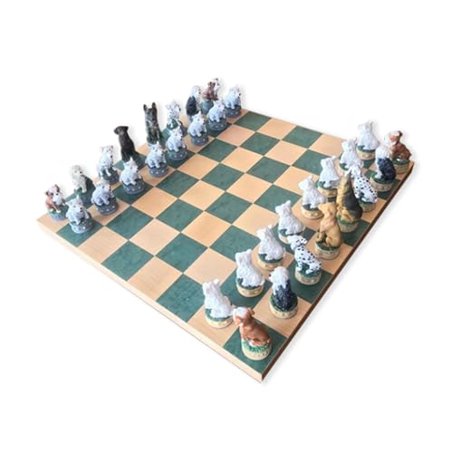 Schachfiguren Schachfiguren in Tierform, lustige Hundeschachfiguren und tragbares Reiseschachbrett for Kinder, Erwachsene, Partys, Familienaktivitäten Backgammon(A) von BybAgs