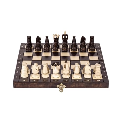 Schachfiguren Schachtischspiel mit Aufbewahrungsbox, tragbares Reiseschachspiel und handgefertigtes Schachbrettspiel for Erwachsene während der Reise Backgammon von BybAgs