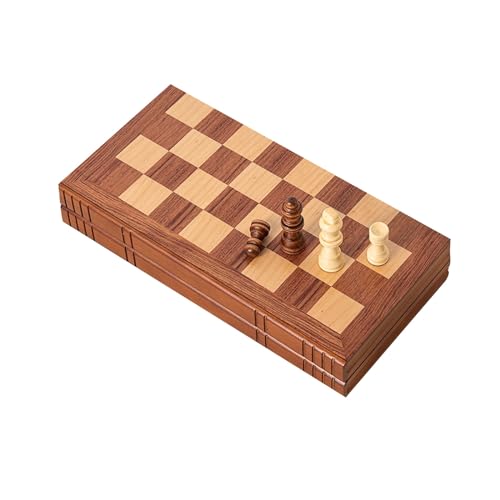 Schachfiguren Tragbares Reise-Schachspiel, lustiges internationales Schachbrett und großes Schachbrett-Set aus Holz als Geschenk for Anfänger-Turniere Backgammon(L) von BybAgs