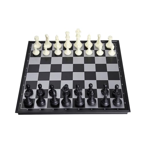 Schachfiguren Tragbares faltbares Schachspiel, langlebiges Kunststoff-Schachbrett und Vintage-Schachbrett for Anfänger, Schachspiel for Kinder und Erwachsene Backgammon(Black B,M) von BybAgs
