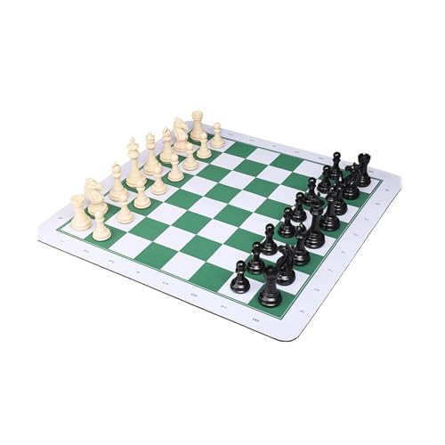 Schachfiguren Tragbares internationales Schachbrett aus Kunststoff, faltbares Reise-Schachbrett-Set und Standard-Wettkampfspiel als Geschenkdekoration Backgammon von BybAgs