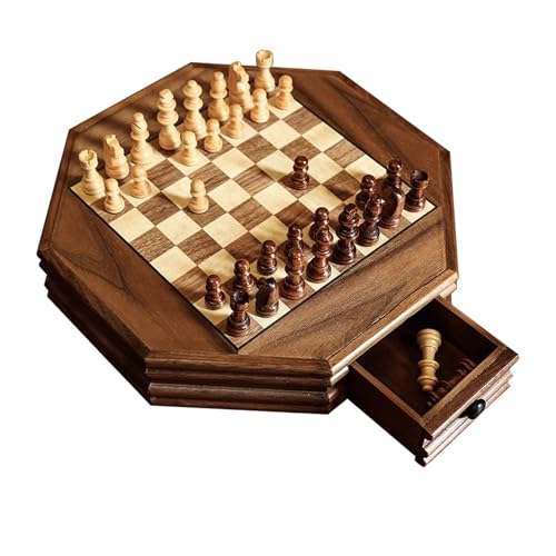 Schachfiguren Walnuss-Schachbrett, magnetisches Schachspiel und handgefertigtes Holzschachspiel mit Schublade for Turnier, Erwachsene, Kinder, Geschenk, Zuhause Backgammon(Size:A) von BybAgs
