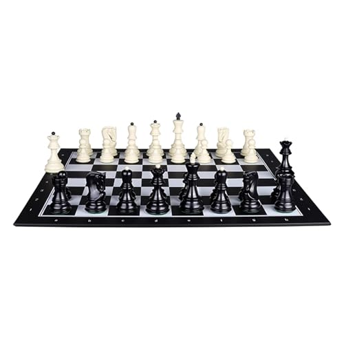 Schachfiguren Zusammenklappbares Kunststoff-Schachbrett-Set und tragbares Reise-Schachbrett und Anfänger-Schachbrett for Kinder und Erwachsene, Schulbüro Backgammon(Brown) von BybAgs