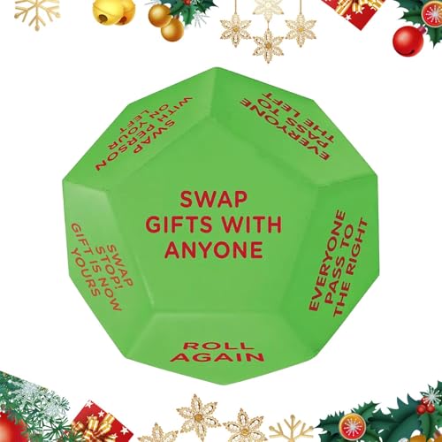 Byeaon Christmas Dice Game | Dice Exchange Game | Christmas Party Activity Toy | Family Holiday Games | Holiday Party Toys12-sided Dice Game for Home Women and Men Activities von Byeaon