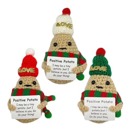 Byeaon Handmade Crochet Potato Santa, Crochet Santa Hat Potato Plushie, Holiday Crochet Potato Figure, Crochet Potato Toy with Santa Hat, Party Decoration, Crochet Figurine for Birthday Christmas von Byeaon