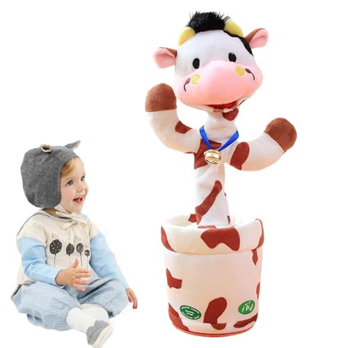 Byeaon Interactive Plush Toys | Talking Animal Dolls | Plush Rabbit Doll | Cow Plush Toy | Dancing Rabbit Plush | Interactive Cow Doll | Stuffed Animal Toys for Boys Girls, Interactive Talking Toy von Byeaon