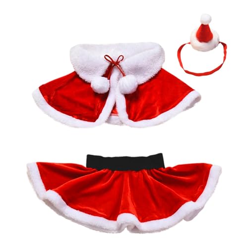 Byeaon Mädchen Weihnachten Cosplay Kostüm, Rot Weihnachten Cosplay Kurzrock Kit, Klassisches Design Dress Up Zubehör für Thementänze, Rollenspielaktivitäten, Weihnachtsfeiern, Familientreffen von Byeaon