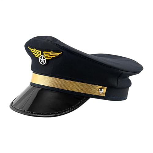 Byeaon Pilotkapitän Hat, Navy Airline Cap, Cosplay Captain Hat, Premium -Qualität mit haltbarer Nähte, leichtem und atmungsaktives Material, 55to60 cm, für Cosplay und Halloween von Byeaon