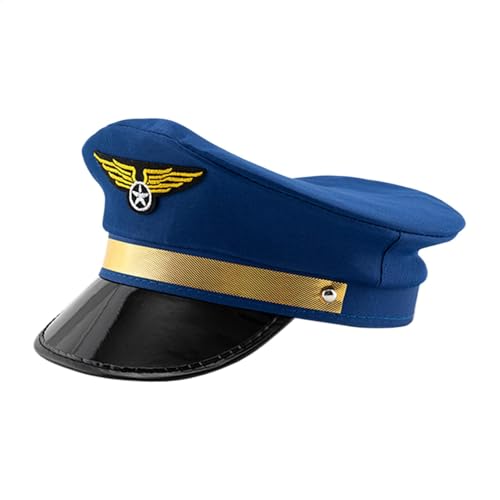 Byeaon Pilotkapitän Hat, Navy Airline Cap, Cosplay Captain Hat, Premium -Qualität mit haltbarer Nähte, leichtem und atmungsaktives Material, 55to60 cm, für Cosplay und Halloween von Byeaon