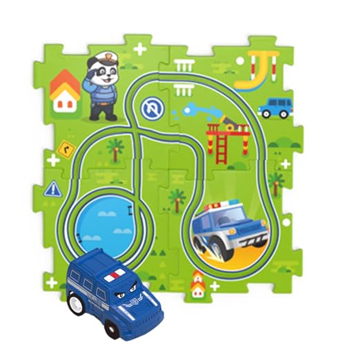 Byeaon Puzzle-Rennstreckenauto-Spielset, Puzzle-Rennstreckenauto-Set - Puzzle-Rennwagen-Spielset,Pädagogische Kinder-Autobahn-Set, Puzzle-Rennbahnen für Feiertagsgeburtstage von Byeaon