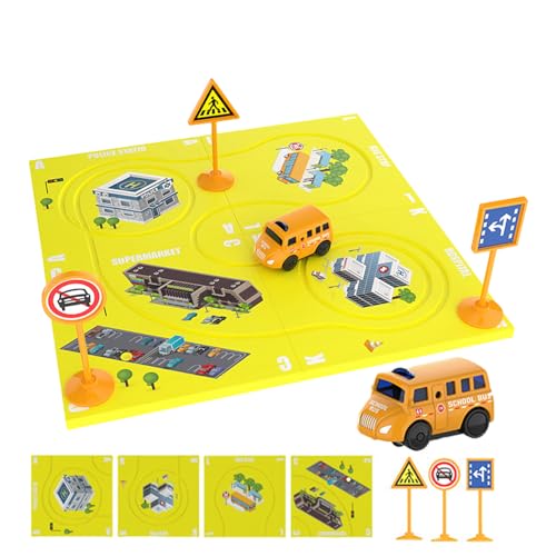 Byeaon Puzzle-Rennwagen-Schienenset, Eisenbahnwaggon-Puzzle-Schiene,Magnetische Rennwagen-Bodenpuzzles für Kinder - Elektrisches Puzzle-Rennwagen-Set, kreatives Straßen-Puzzle-Schienenfahrzeug von Byeaon