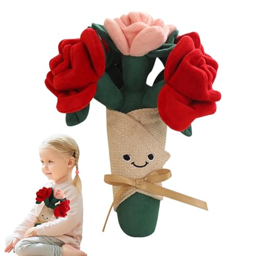 Byeaon Rose Plush Toy | Flower Stuffed Pillow | Soft Plant Plush | Decorative Rose Toy | Flower Car Decoration Plush Desk Decoration | Cute Rose Pillow | Floral Hug Pillow for Car Home Desk von Byeaon