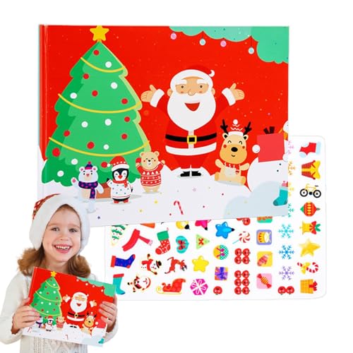 Byeaon Toddler Christmas Sticker Book - Jelly Sticker Book Learning Toys,Toddler Toys Reusable Sticker Books, Educational Girls Ages Over 3 von Byeaon