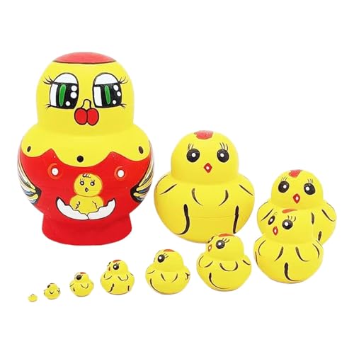 Byeaon Wooden Animal Toys | Nesting Animal Crafts | Educational Nesting Toys | Nesting Animal Dolls | Nesting Wooden Crafts | Stacking Toy Set Poultry Pattern Dolls for Most Boys Girls von Byeaon