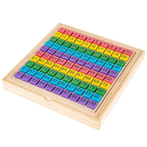 Byeaon Hölzerne Hundertplatte, Holznummer-Puzzle-Board, 1-100 Zahlenlernspielzeug, fördert frühe mathematische Fähigkeiten, langlebiger Gebrauch, 22,5 x 22,5 x 3 cm, für Kinder 3+ Jahre alt von Byeaon