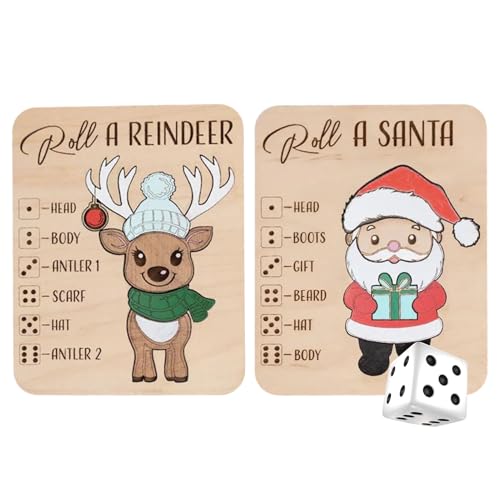 Hölzerne Weihnachtsbrettspiel, leicht zu Lernen, Wood Christmas Roll-A-Rindeer Puzzle-Spiel, Roll The Dice und Bauen das Rentier, tragbares Design für Teenager Jugend Tochter Sohn Frauen G Hölzerne Weihnachtsbrettspiel, leicht zu Lernen, Wood Christmas Roll-A-Rindeer Puzzle-Spiel, Roll The Dice und Bauen das Rentier, tragbares Design für Teenager Jugend Tochter Sohn Frauen G von Byeaon