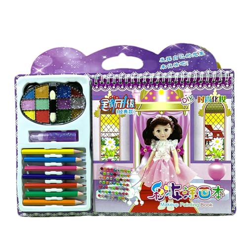 Makeup Playset Paper | Kids Makeup Coloring | Craft Set Dress | Art Activity Book | Sticker Book Activity | Makeup Sticker Set | Dress Up Coloring for Fine Motor Skills von Byeaon