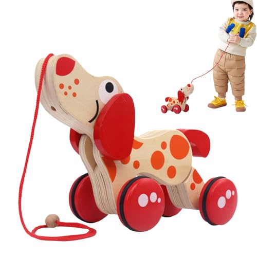 Toddler Walking Toy | Developmental Pull Toys | Wooden Toddler Toys | Educational Puppy Toy | Toddler Developmental Toy | Pull Along Puppy for Boys and Girls, Toys von Byeaon