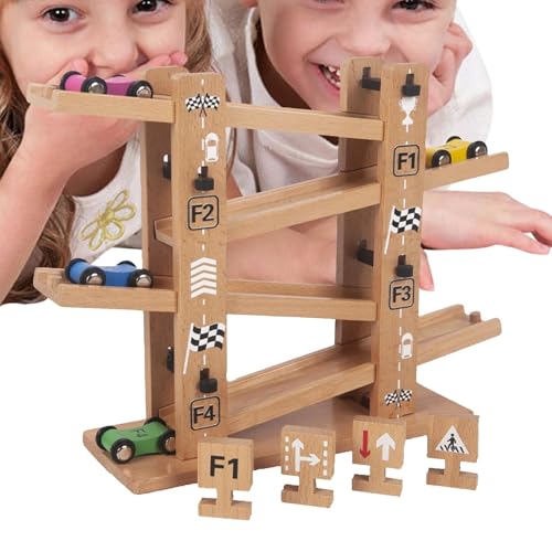 Wooden Race Track, Toy Racetrack Set, Car Ramp Racer, Fun Wood Toddler Race Track, Vehicle Playsets, Car Track Toy, Race Track Toy Set for Home, Kindergarten, Nursery, Children von Byeaon