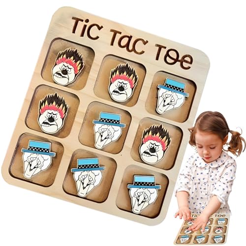 Wooden Tic-Tac-Toe | Family Board Game | Classic Puzzle Game | Interactive Board Games | Decorative Game Set |Tic-Tac-Toe Board | Educational Family Toy for Kids and Adults von Byeaon