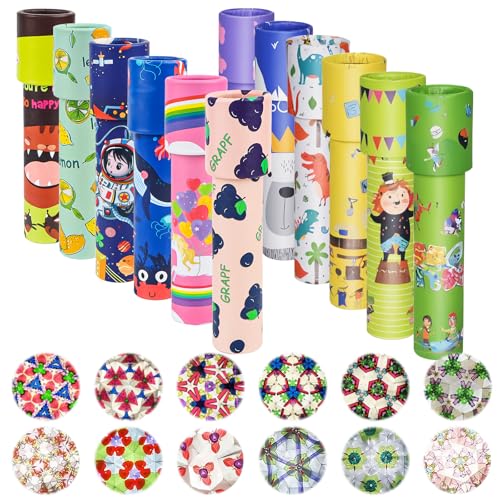 Byffoer 12 Stück Klassisches Kaleidoskope,Kaleidoskop Kinder Vintage Retro-Kaleidoskope Lernspielzeug,Kaleidoskop Kinder Mitgebsel für Kindergeburtstag, Weihnachten, Schule und Klassenzimmer Preise von Byffoer