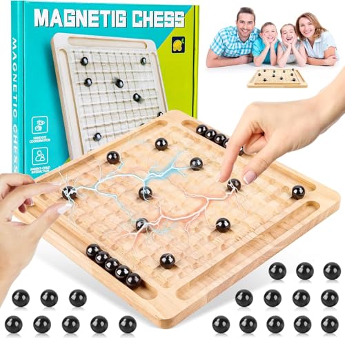 Magnetisches Schachspiel, Magnetic Schachspiel, Magnetic Chess Game mit Schachbrett aus Holz, Multiplayer-Magnetbrettspiel, Magnet Schach, Eltern-Kind-Interaktionsspiel Für Familientreffen von Byffoer