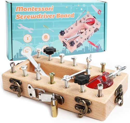 Byffoer Montessori Holz Schraubbrett,Montessori Spielzeug ab 3 4 5 Jahre Schraubendreher Brett,Kinder Schrauben Spielzeug Lernspielzeug Motorikspielzeug,Geschenk für Mädchen Jungen Byffoer Montessori Holz Schraubbrett,Montessori Spielzeug ab 3 4 5 Jahre Schraubendreher Brett,Kinder Schrauben Spielzeug Lernspielzeug Motorikspielzeug,Geschenk für Mädchen Jungen von Byffoer