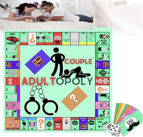 Paarspiele für Erwachsene,Adultopoly Board Game Brettspiele für Paare,Adultopoly-Brettspielabend Für Paare Couple Board Game, Brettspiel-Requisiten zum Aufheizen der Gefühle von Byffoer