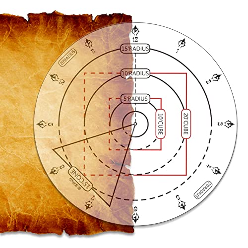 Byhoo AOE-Zaubervorlage, DND-Flächeneffektmarker, für Spielbretter mit 1-Zoll-Raster oder -Hexfeld, RPG-Zubehör für Dungeons and Dragons 5, Pathfinder und andere TTRPGs von Byhoo