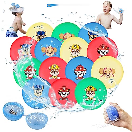 16 Stück Wasserbomben Wiederverwendbar,Cartoon Hund Wasserbomben Wiederbefüllbar,Silikon Wasserbomben Wasserspielzeug,Magic Splashy Balls für Sommer Wasserspielzeug,Wasserpark,Familienspiel von Byhsoep