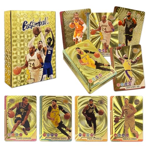 Byhsoep 55 Stück Basketball Star Karten,2024 Neuste Golden Basketball Trading Cards,Basketball Trading Sammelkarten Lieblings Für Kinder Teenager und Erwachsene Fans von Byhsoep