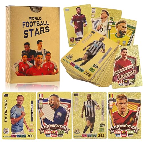 55 Stück World Cup Fußball Star Karte,Fußball Sammelkarte,UEFA Champions League Ball Fußballkarten,World Cup Trading Cards Für Kinder Teenager und Erwachsene Fans von Byhsoep