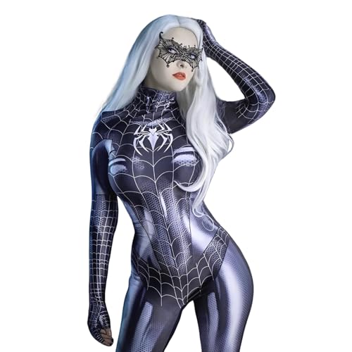 Spider Kostüm Damen Erwachsene Einteiliger Bodysuit Superhelden Kostüm für Karneval Halloween Cosplay Party (XL) von Byhsoep