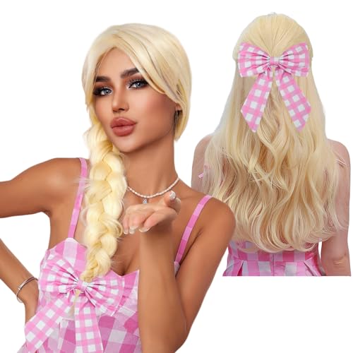 Perücke Prinzessin Damen Mädchen mit Haarnetz und Schleife Haarschmuck Prinzessin Kostüm Cosplay Perücken für Karneval Halloween Fasching Kostüme Party von Byhsoep