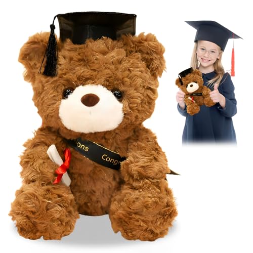 Teddybär Plüschtier,Plüsch Soft Toys Spielzeug,Examensbär,Abitur 2024 Geschenke,Plüschbär mit Diplom und Doktorhut,Graduation Gift,Abschluss Teddybär Plüschtier zum Bachelor Abschluss (Brown) von Byhsoep