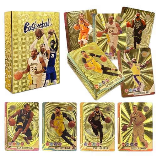 55 Stück Basketball Star Karten,2024 Neuste Golden Basketball Trading Cards,Basketball Trading Sammelkarten Lieblings Für Kinder Teenager und Erwachsene Fans von Byhsoep