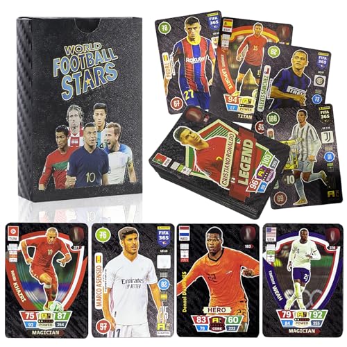 55 Stück World Cup Fußball Star Karte,Fußball Sammelkarte,UEFA Champions League Ball Fußballkarten,World Cup Trading Cards Für Kinder Teenager und Erwachsene Fans von Byhsoep