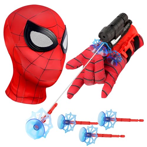 Spider Launcher Handschuh mit Kinder Maske,Handgelenk Spielzeug Set,Spielzeug Held Launcher für Cosplay,Handschuh Lustiges Lernspielzeug,Kinder Geschenk von Byhsoep